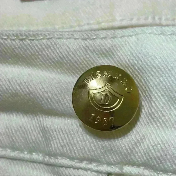 Dismero Vermoda Spa Jeans 30 Italy Ivory Mid Rise Stretch Women's Gold Details - Picture 7 of 16